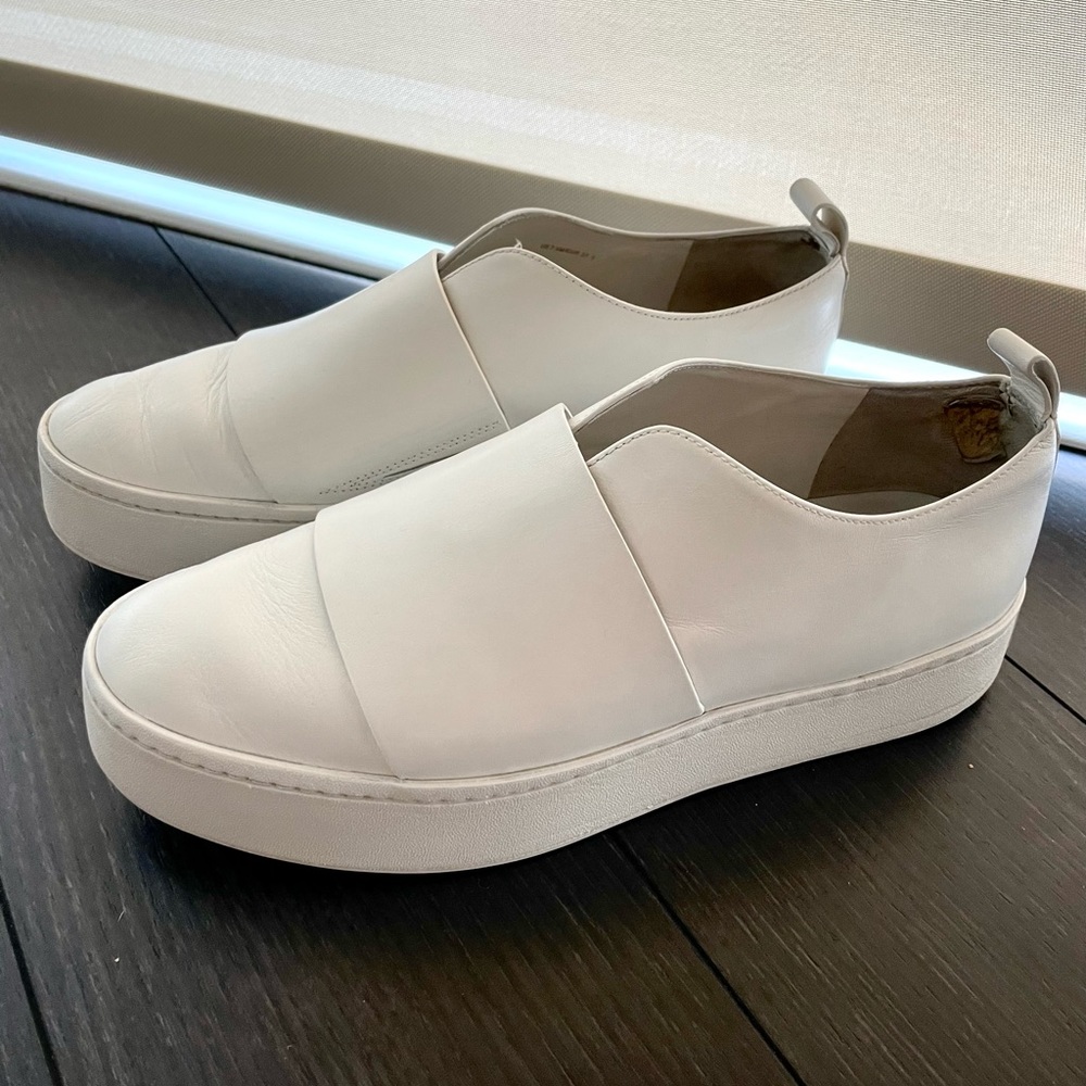 Vince Platform Leather Slip On Sneakers
